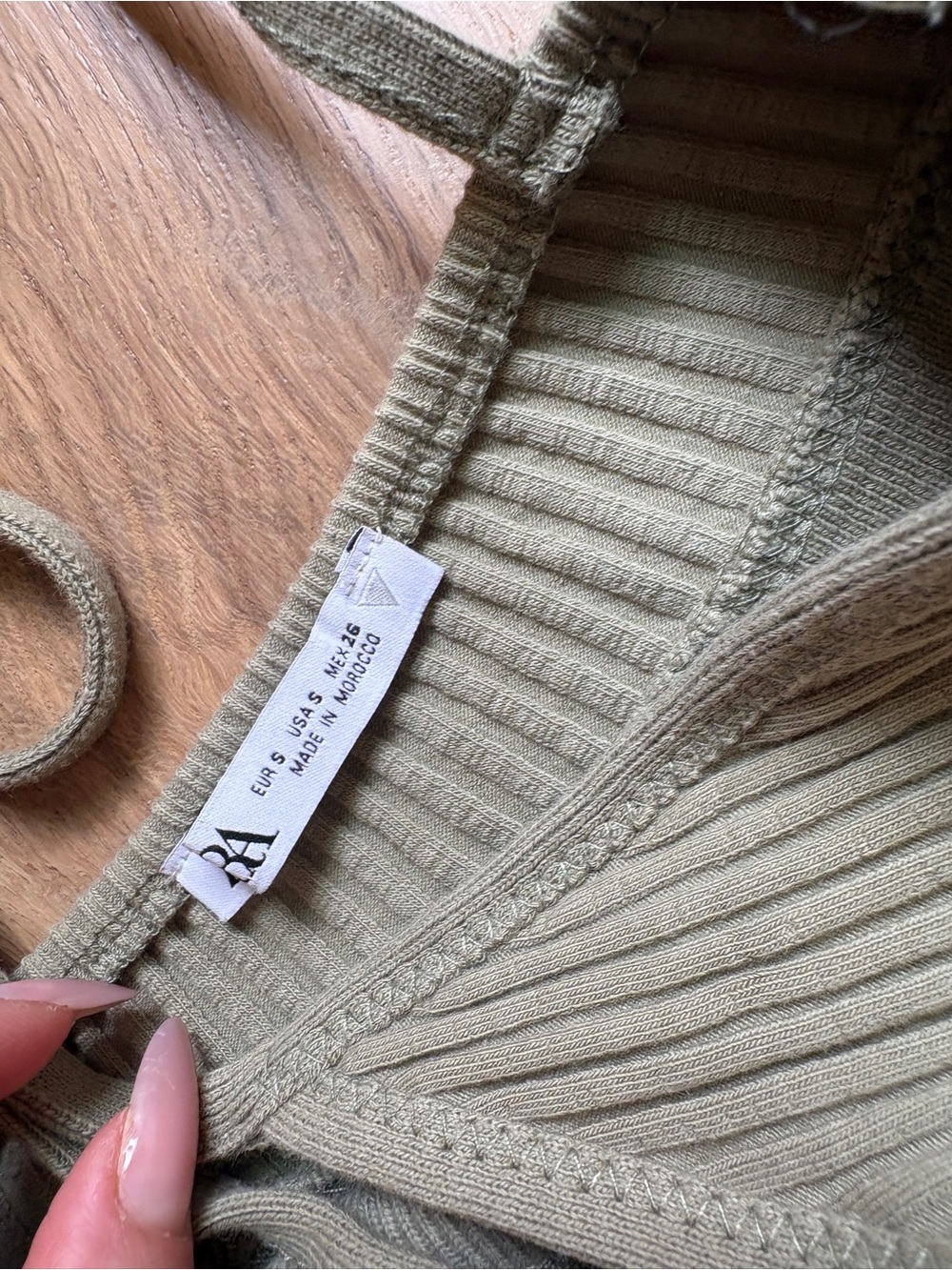 Zara Olive Ribbed Knit set skirt&top - Picture 4 of 4